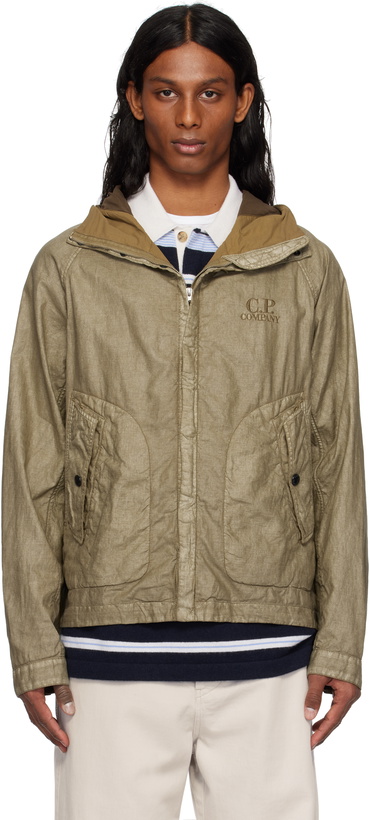 Photo: C.P. Company Beige Lino Wax Goggle Jacket