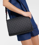 Gucci Leather-trimmed GG canvas crossbody bag