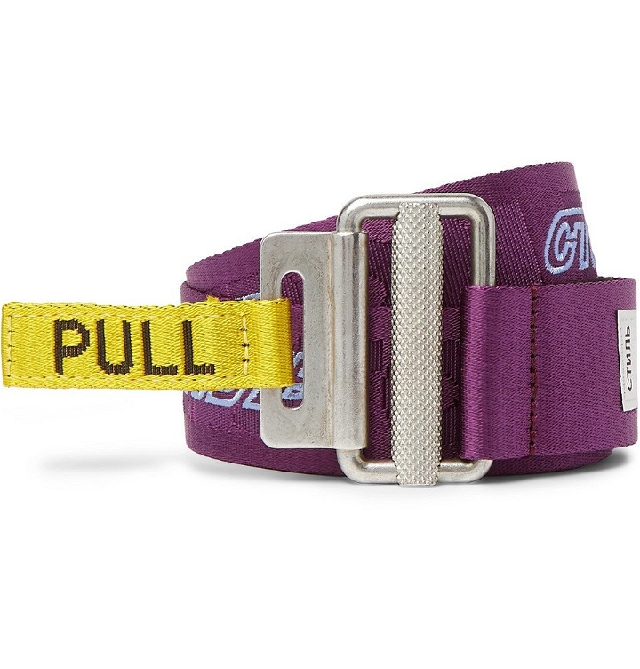 Photo: Heron Preston - 4cm Logo-Embroidered Webbing Belt - Purple