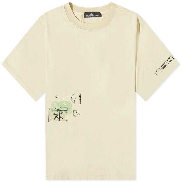 Photo: Stone Island Shadow Project Men's Oversized Printed T-Shirt in Natural Beige