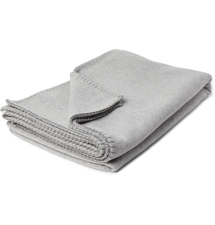 Photo: Johnstons of Elgin - Reversible Merino Wool and Cashmere-Blend Bed Throw - Gray