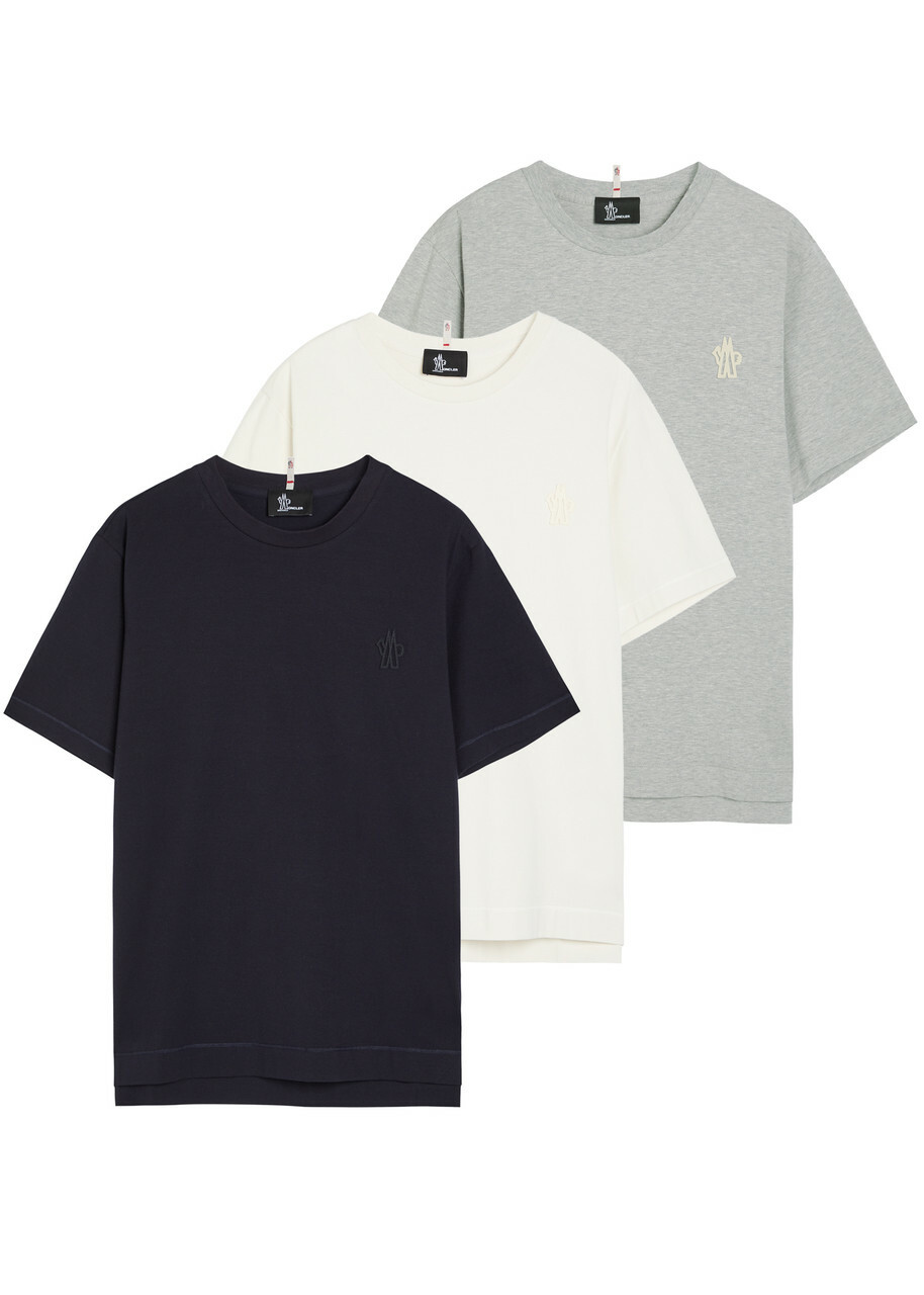 Moncler Grenoble Logo-appliquéd Cotton T-shirt set of Three Light Grey