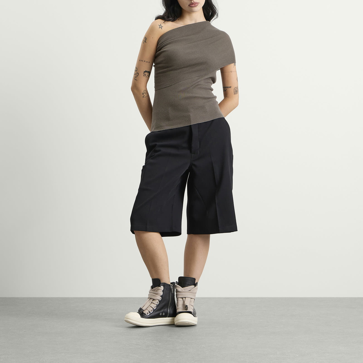 Rick Owens Women's Athena One Shoulder Top in Dust