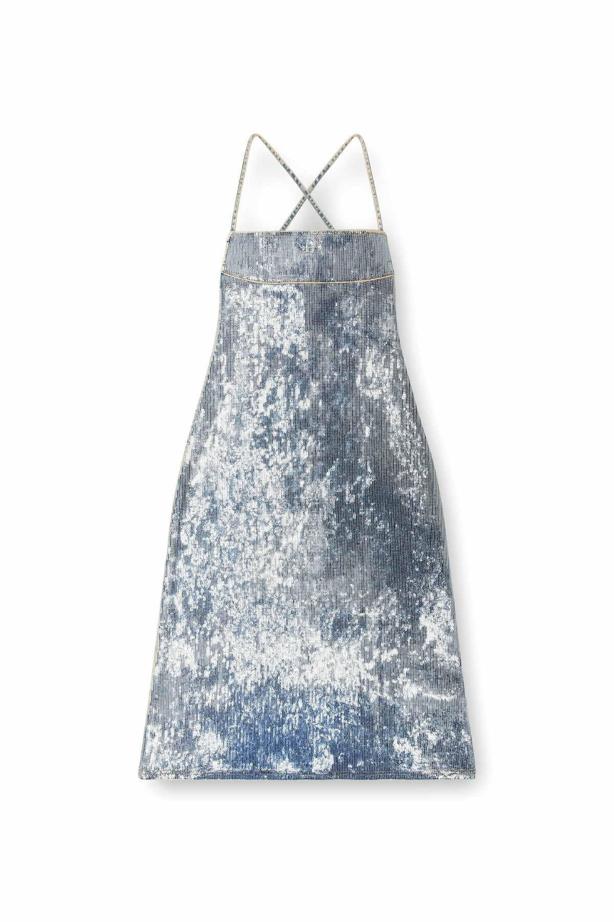 Diesel Strappy denim midi dress with sequins - Dresses Womens in Blue Diesel