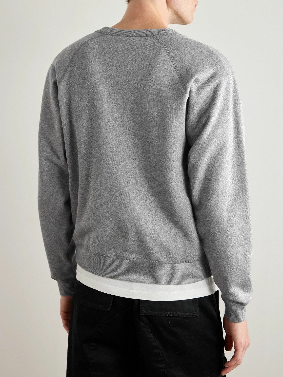 CELINE - Cropped Logo-Print Cotton-Jersey Sweatshirt - Gray
