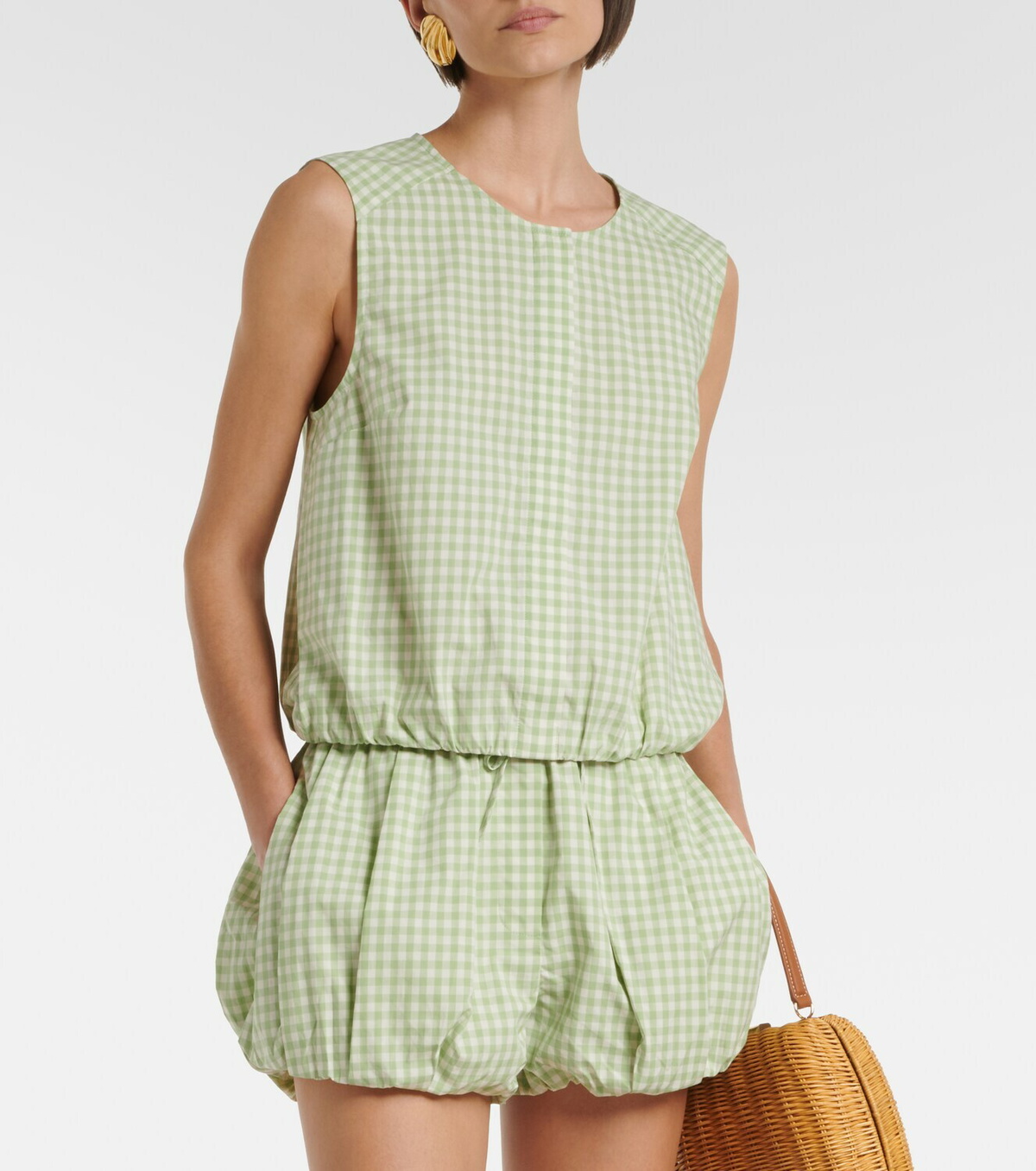 Simkhai Gingham cotton-blend top