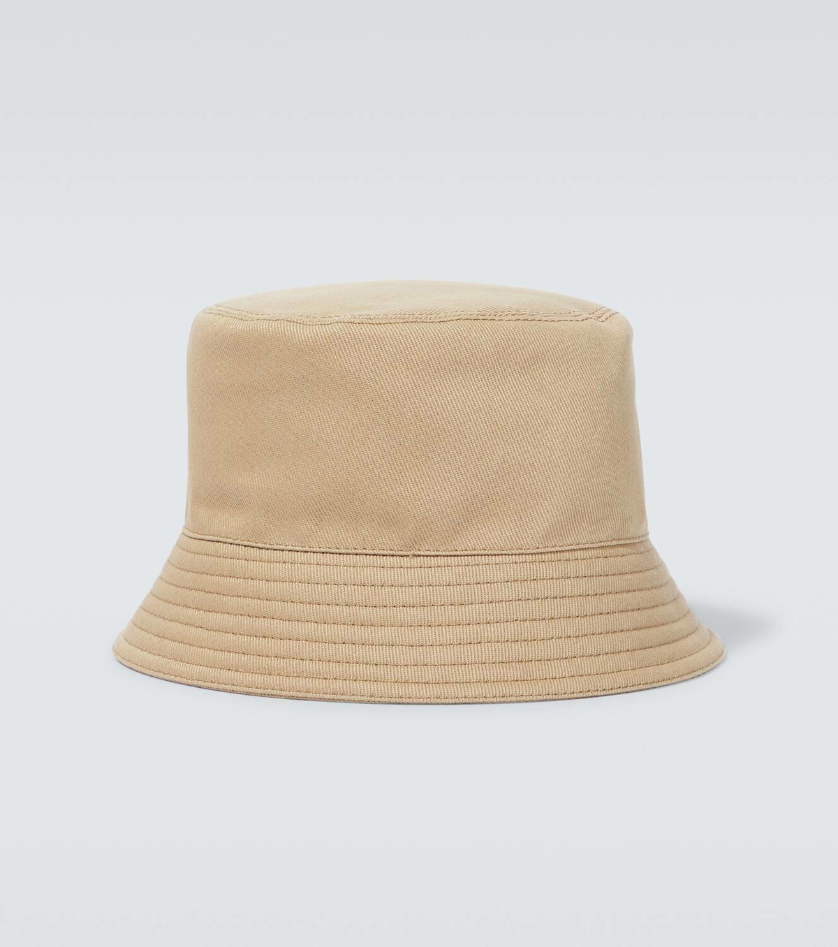 NWT New Prada Cream Cotton Logo Canvas Bucket Hat with Tan Leather Trim Medium Prada Logo cotton bucket hat Prada main image 2