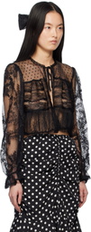 Anna Sui Black Lace Combo Bed Cardigan