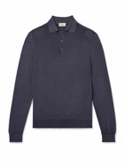 Altea - Slim-Fit Garment-Dyed Wool Polo Shirt - Blue