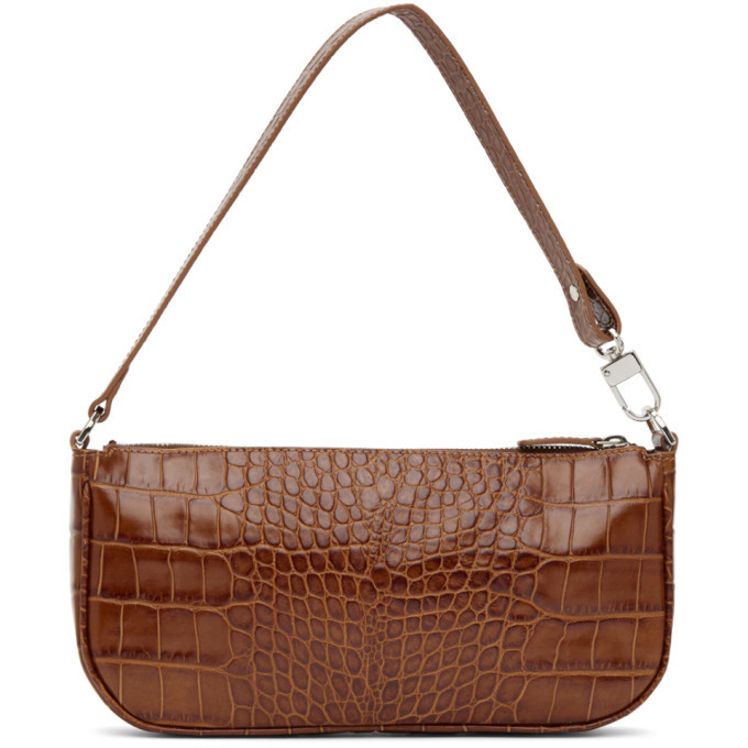 BY FAR Tan Croc-Embossed Rachel Shoulder Bag By Far