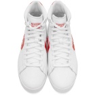 Converse White and Red Leather Pro Mid Sneakers