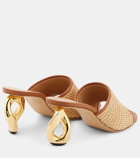 JW Anderson Chain Heel leather-trimmed raffia sandals