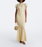De La Vali Laia cutout cotton-blend lace maxi dress