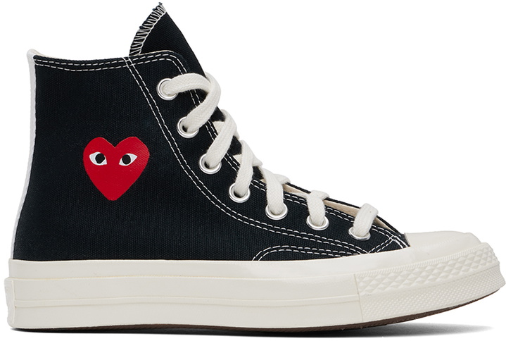 Photo: COMME des GARÇONS PLAY Black Converse Edition Chuck 70 OG Single Heart Sneakers