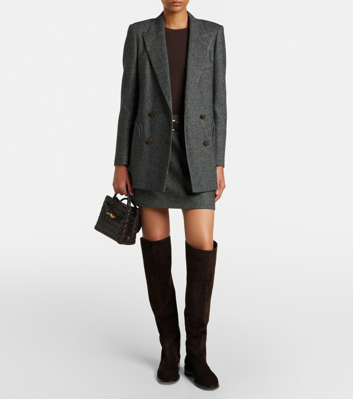 Blazé Milano Coci herringbone wool-blend miniskirt