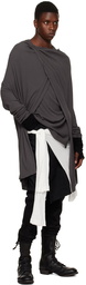 Julius Gray Drape Long Sleeve T-Shirt