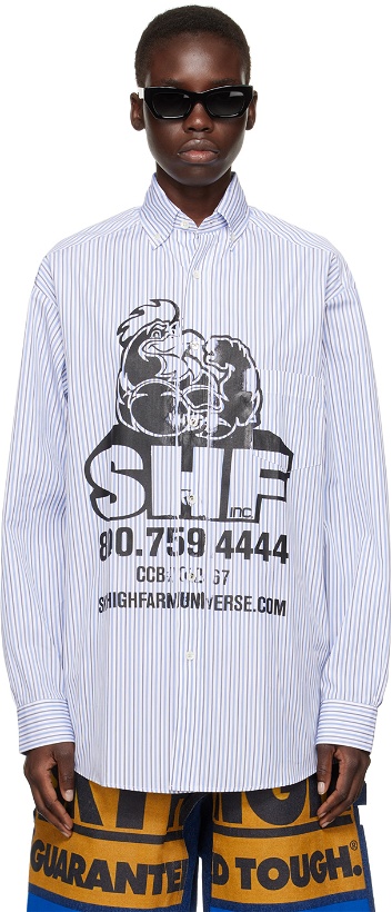 Photo: Sky High Farm Workwear Blue SHF Chicken Shirt