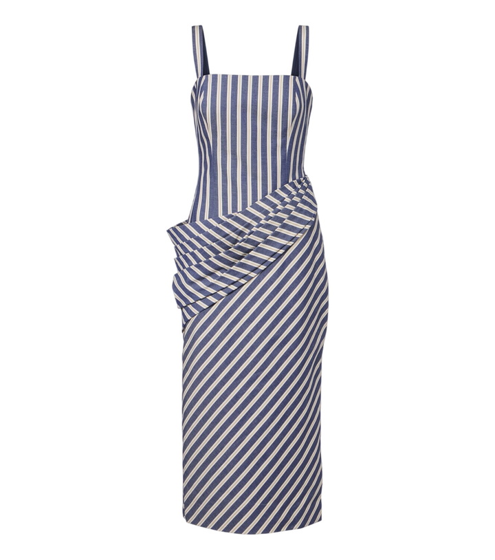 Photo: Carolina Herrera Striped draped cotton cocktail dress