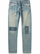 RRL - Patchwork Paint-Splattered Slim-Leg Jeans - Blue