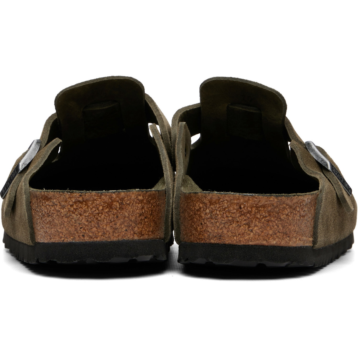 Birkenstock Khaki Boston Soft Footbed Suede Leather Loafers