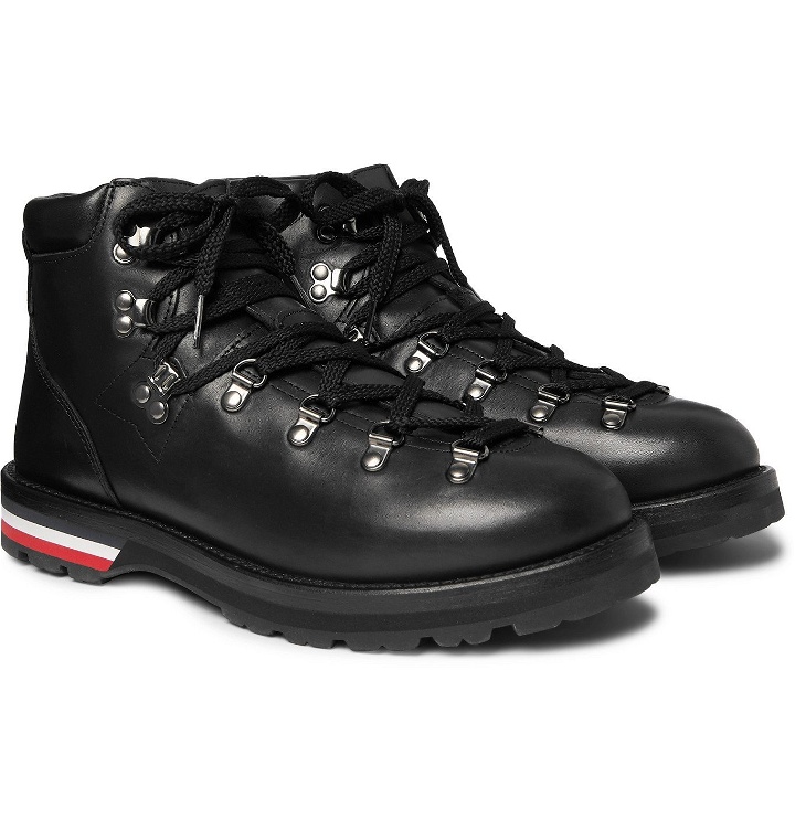 Photo: Moncler - Striped Full-Grain Leather Boots - Black