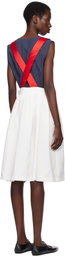 Comme des Garçons Girl White & Red Gabardine & Satin Midi Skirt