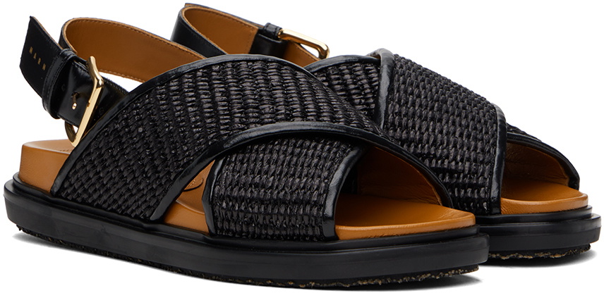 MARNI Fussbett Criscross Sandal in Black【関税・送料込】 Marni Black Fussbett Sandals Marni