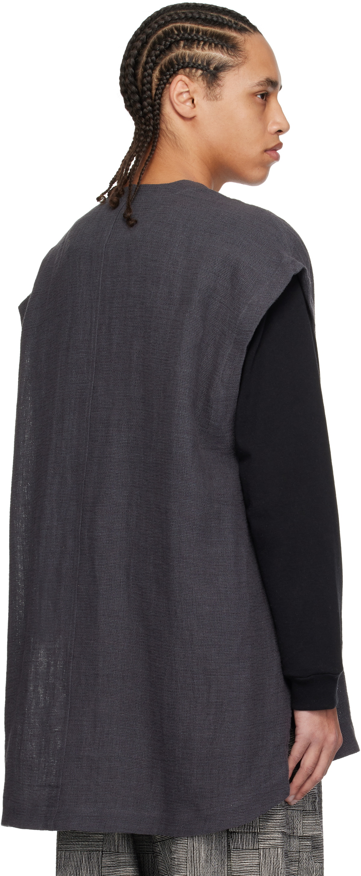 Jan-Jan Van Essche Gray O-Project Panama Mesh Cloth Vest