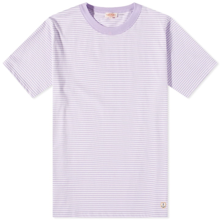 Photo: Armor-Lux Men's 59643 Organic Stripe T-Shirt in Milk/Lavender