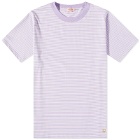 Armor-Lux Men's 59643 Organic Stripe T-Shirt in Milk/Lavender