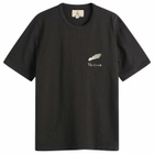 Folk Men's Slub Embroidery T-Shirt in Ecru Black Comet