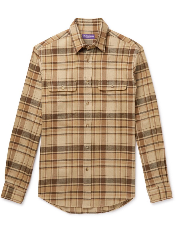 Photo: Ralph Lauren Purple label - Checked Cotton-Flannel Shirt - Brown