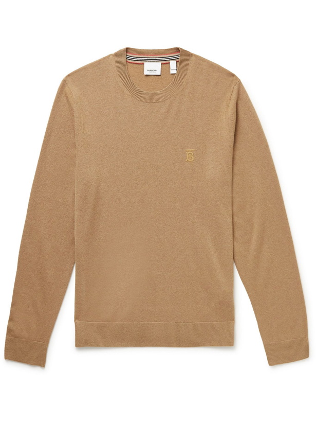 Photo: Burberry - Logo-Embroidered Cashmere Sweater - Brown