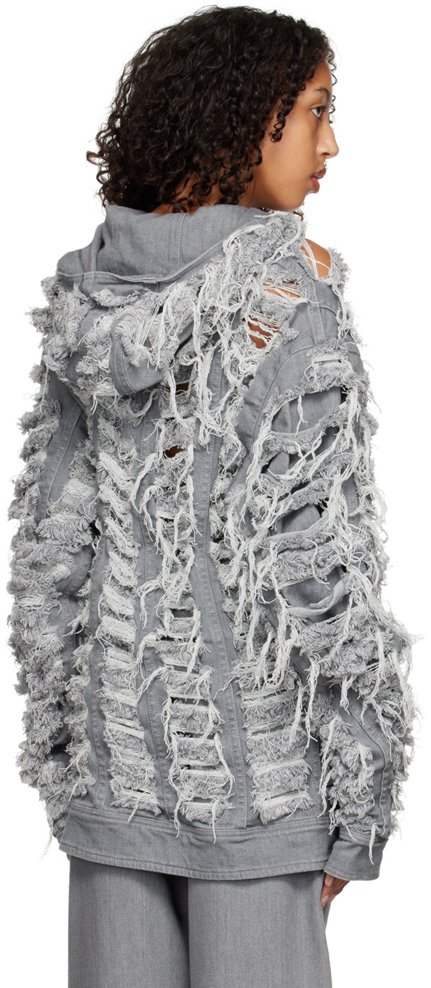 Sia Arnika Gray Ripped Denim Jacket
