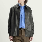 Drôle de Monsieur Men's D Ornament Leather Shirt in Black