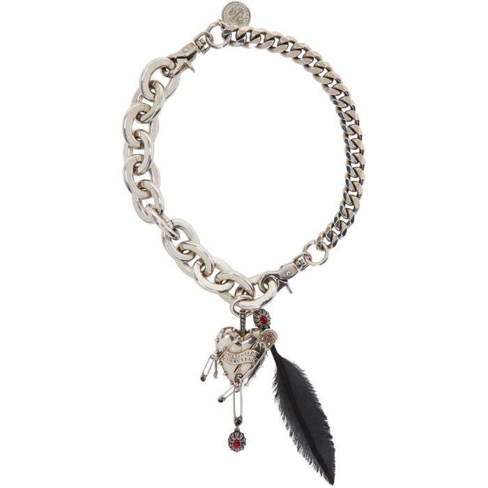 Photo: Alexander McQueen Silver Heart and Feather Chain Choker 