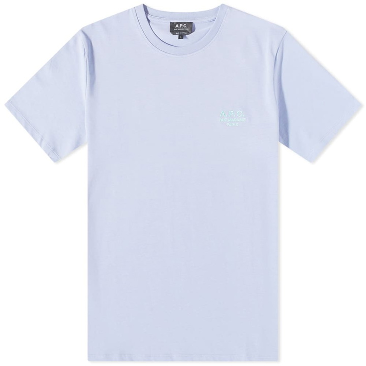 Photo: A.P.C. Men's New Raymond Embroidered Logo T-Shirt in Lilac