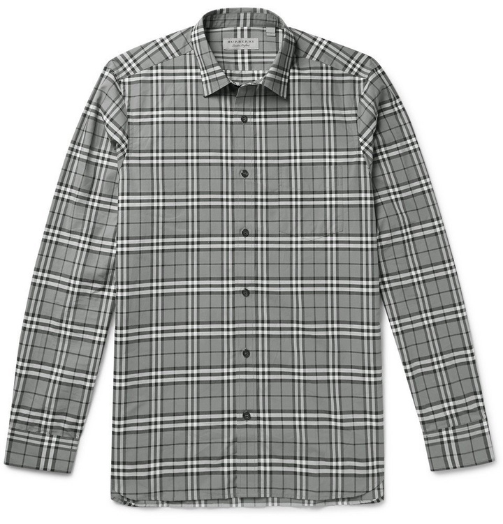 Photo: Burberry - Checked Cotton-Poplin Shirt - Men - Gray