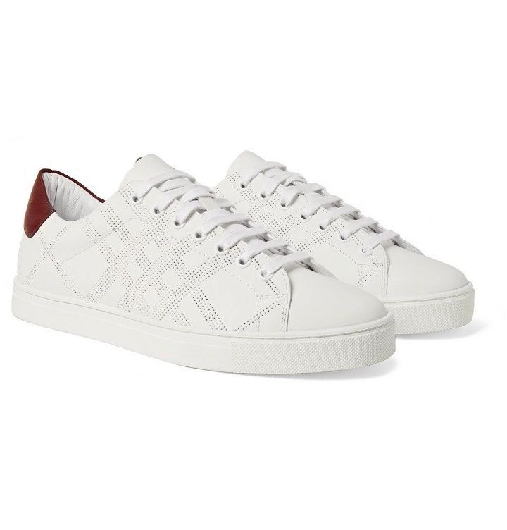 Photo: Burberry - Perforated Leather Sneakers - Men - White