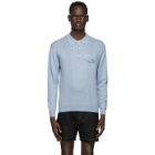 Second/Layer Blue Pointelle Long Sleeve Polo
