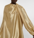 Fendi Asymmetric silk-blend lamé minidress