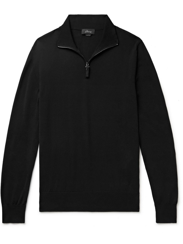 Photo: Brioni - Wool Half-Zip Sweater - Black