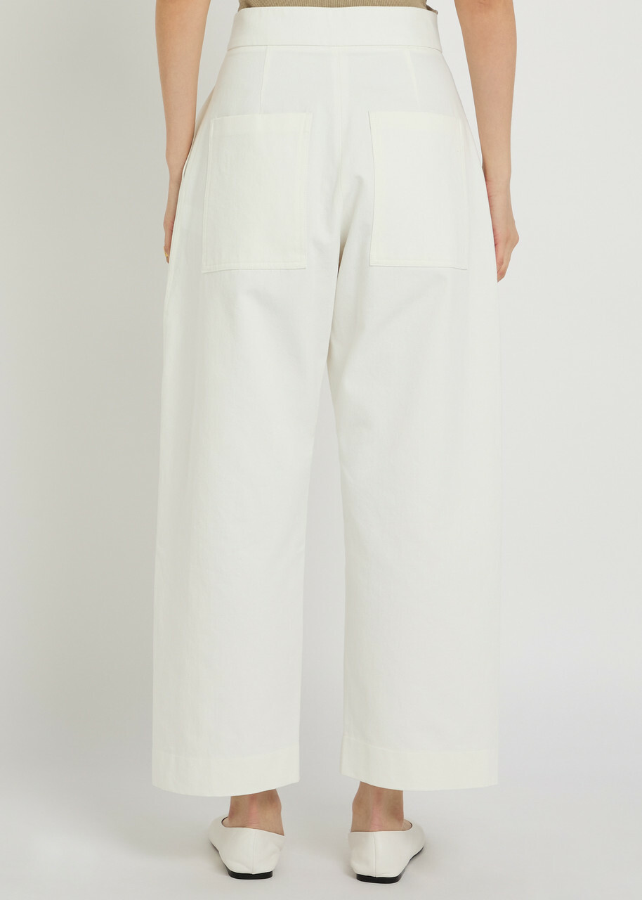 Studio Nicholson Twist Straight-leg Cotton Trousers Off White
