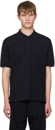 AURALEE Black Two-Button Polo