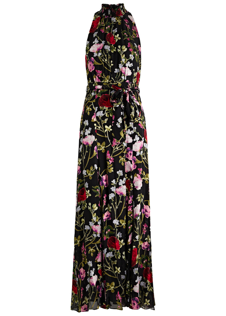 princess polly baby blue dress Alice + Olivia Oriana Tie Strap Drop-Waist Midi Dress in Black