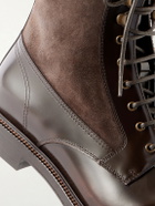 Brunello Cucinelli - Suede-Trimmed Leather Lace-Up Derby Boots - Brown
