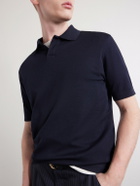 Altea - Pierre Honeycomb-Knit Cotton-Piqué Polo Shirt - Blue