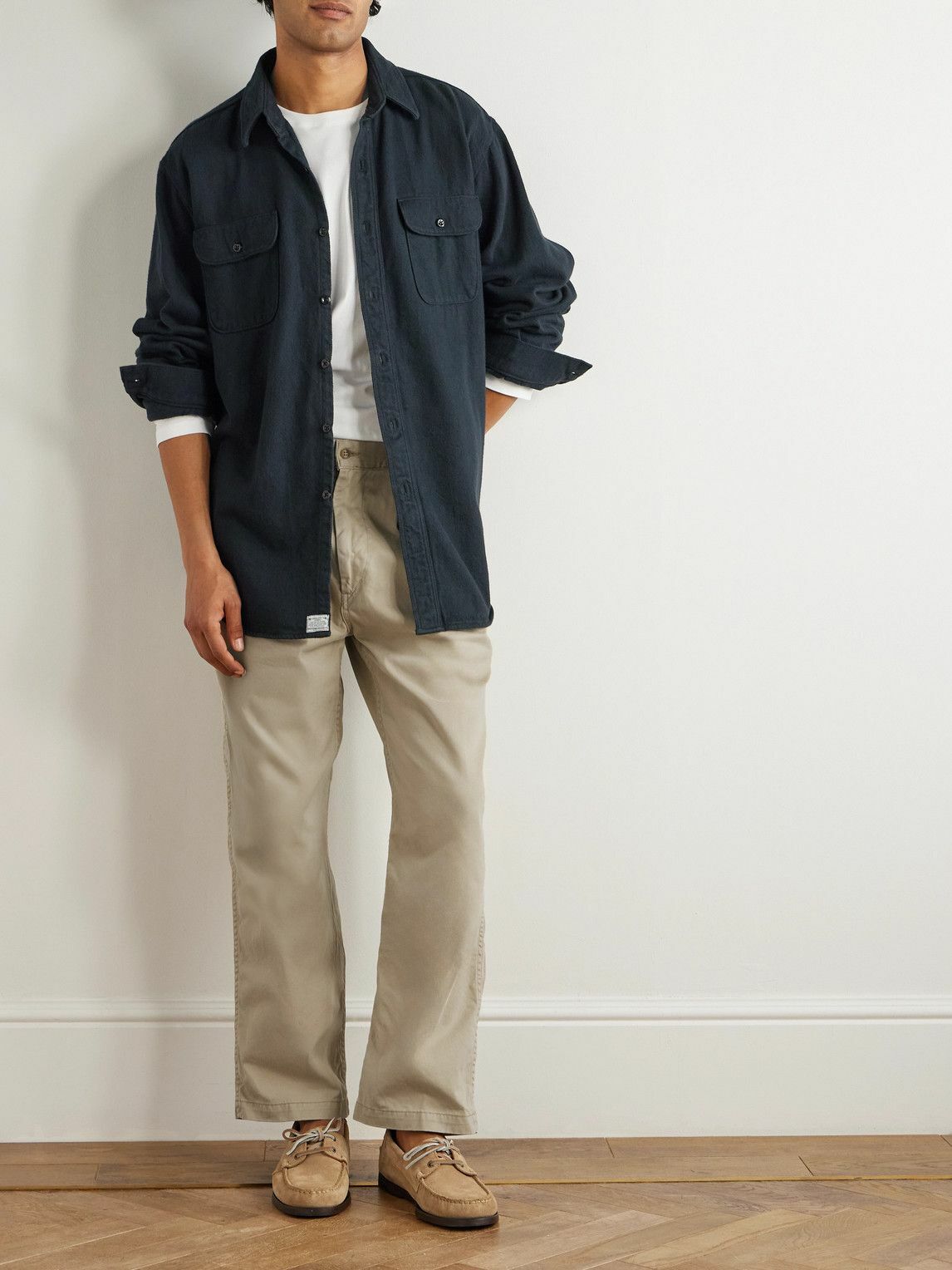 OrSlow - Two Tuck Straight-Leg Pleated Cotton-Twill Trousers - Neutrals