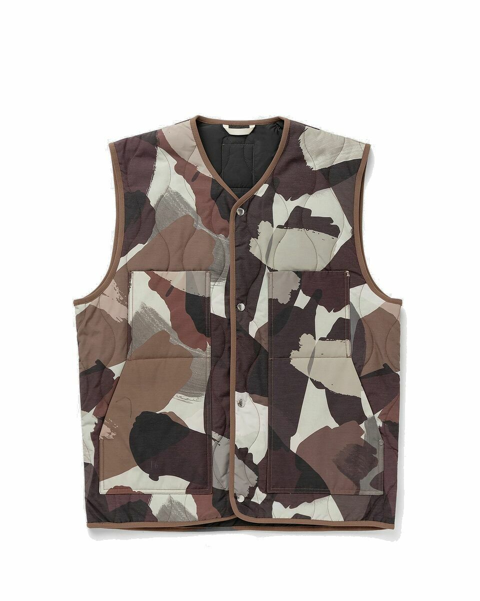 Photo: Norse Projects Peter Camo Nylon Insulated Vest Black/Brown - Mens - Vests