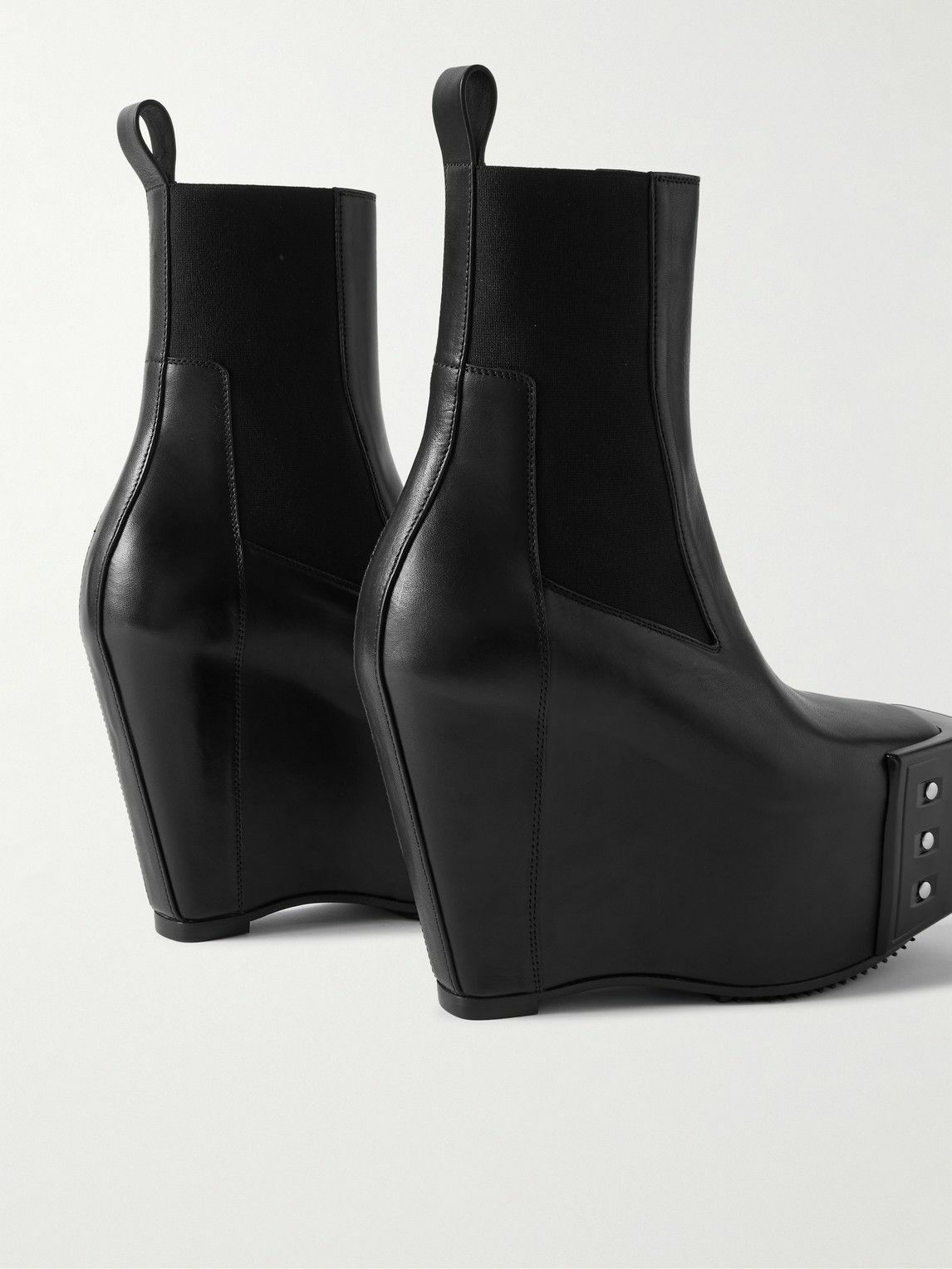 【RICK OWENS】ベージュ Grilled Wedge Beatle チェルシーブーツ Rick Owens: ベージュ Hollywood Grilled Wedge Beatle
